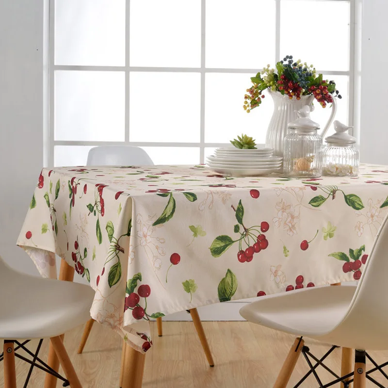 

Novelty Cherry Printing Waterproof Oil Proof Rectangular Table Cloth Cover Funny Home Dining Kitchen Tablecloth