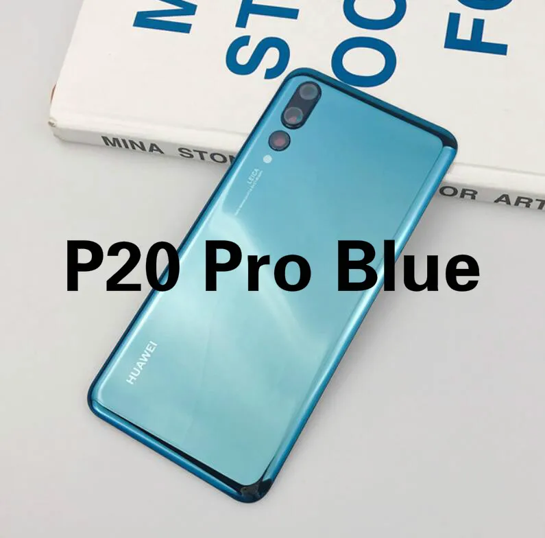 Для huawei P20 Pro крышка батареи Задняя стеклянная Задняя Дверь Корпус чехол панель+ объектив камеры для huawei P20 Lite крышка батареи Nova 3e - Цвет: P20 Pro Blue