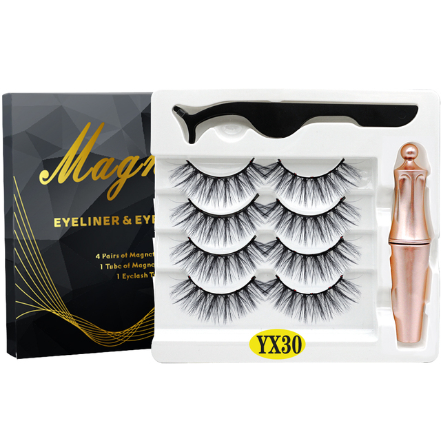 8PCS 2022 New 5 Magnet Magnetic Eyeliner 3D Kit Mink Eyelashes Natural with False Lashes with Tweezers