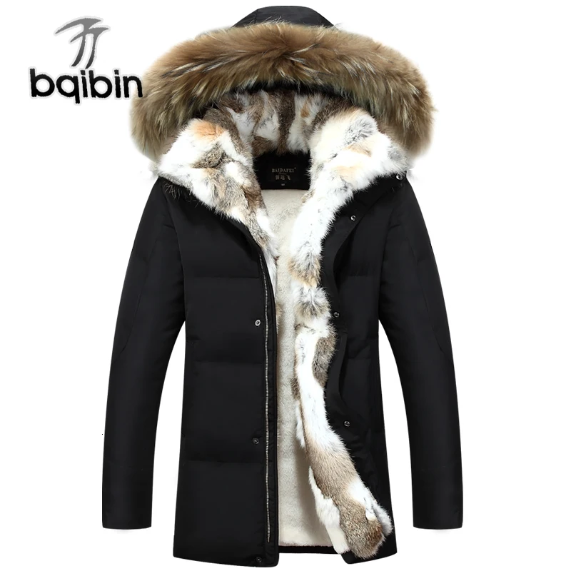 

2019 Winter Men's Duck Down Jackets Coats Real Rabbit Fur Men Women Lovers Fashion Thick Warm Parka Mens Jaqueta Masculina S-5XL