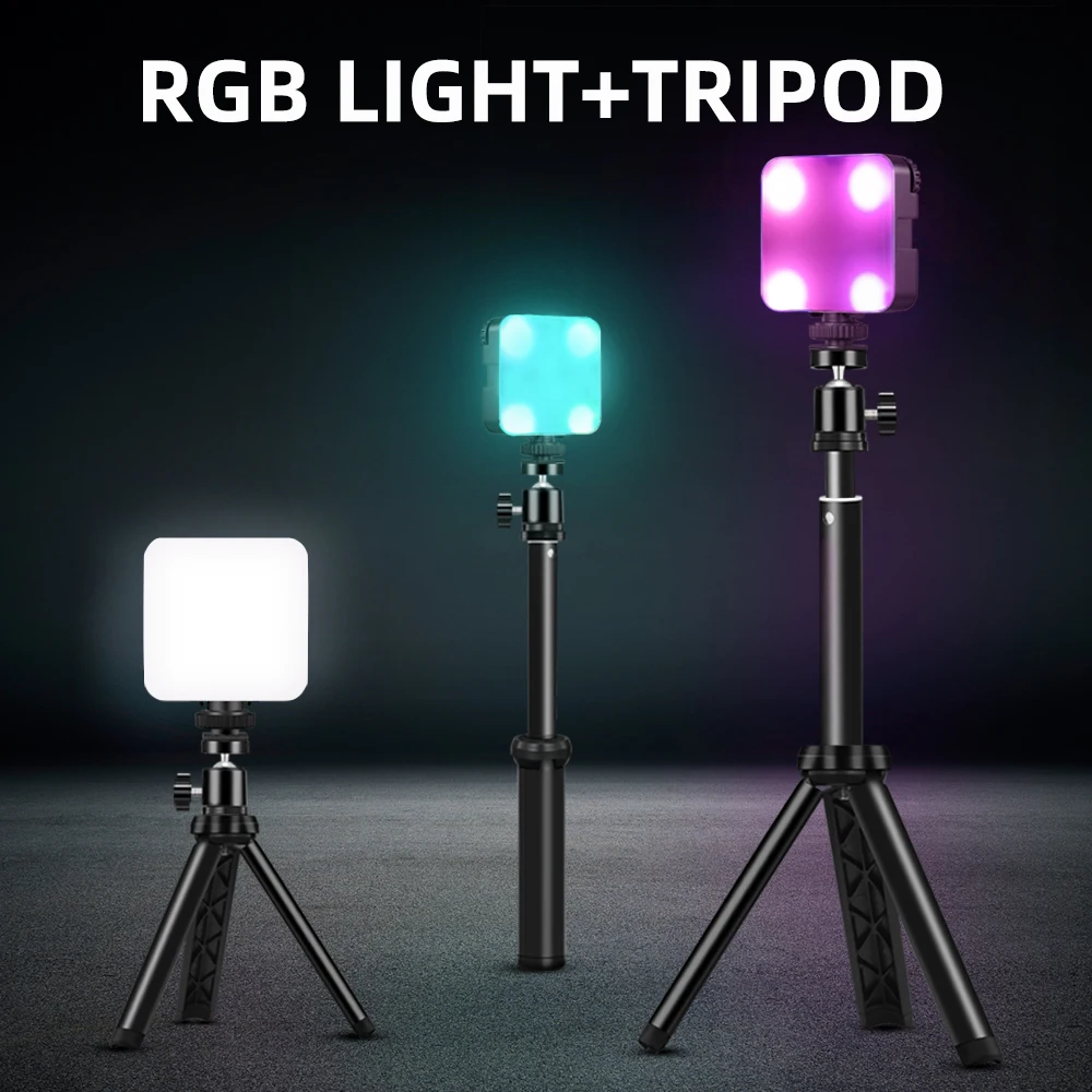 6W Mini RGB LED Video Light with Tripod 2700K-6500K On Camera Fill Light Photography Lighting For Tiktok Vlog Light lamp
