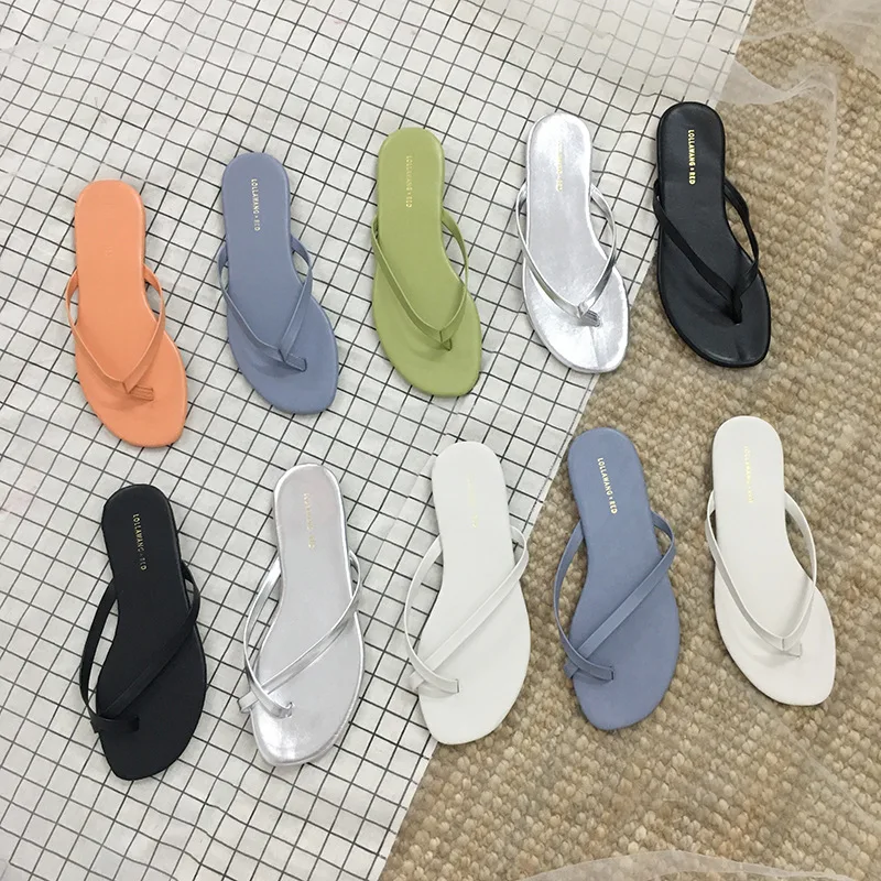 

Feedback! Summer South Korea Dongdaemun Flip-flops Simple Candy-Colored Split Toe Flat Beach Slippers Holiday Shoes
