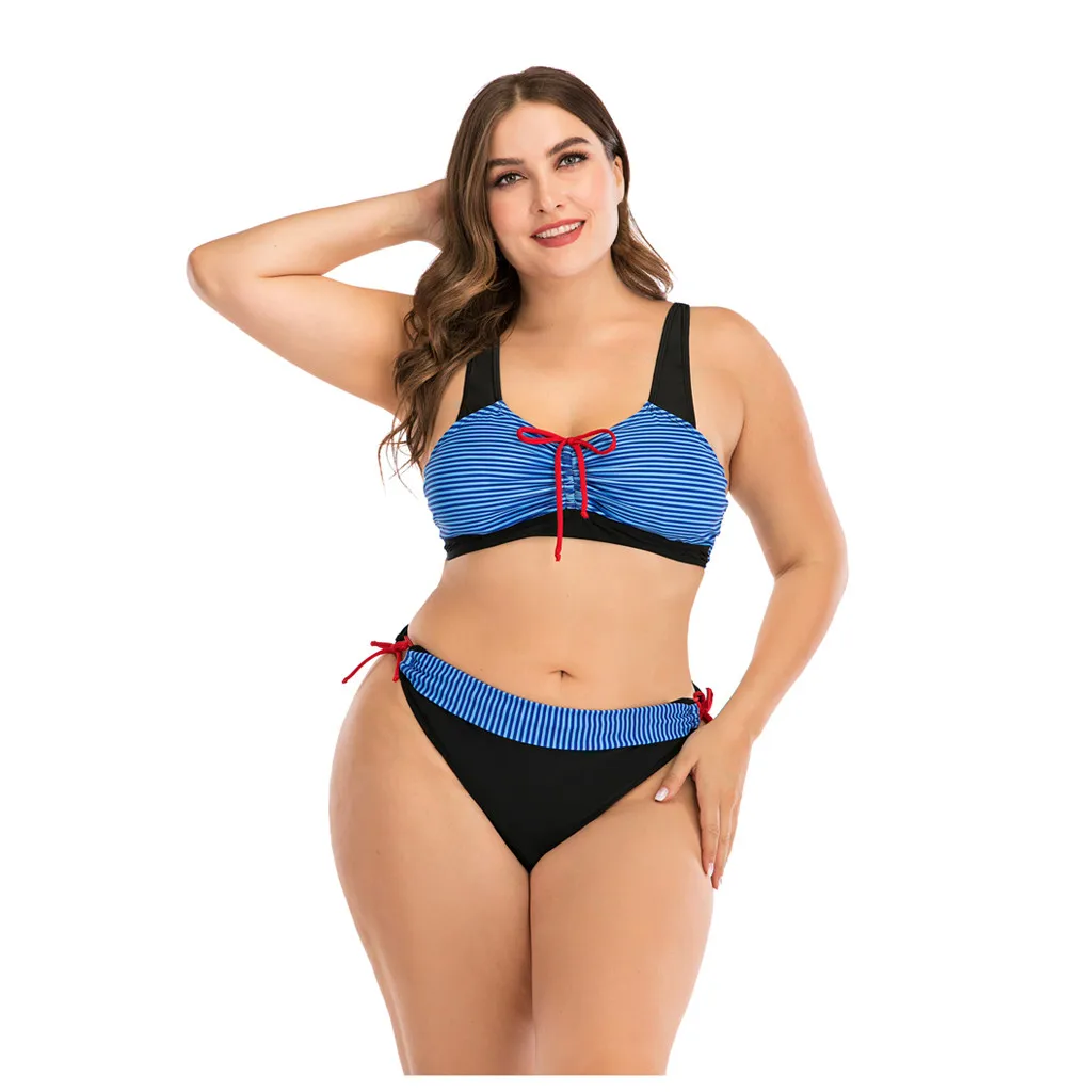 

Swimwear Women Plus Size Bandage Printing Padded Bra Bikini Split Body Swimsuit Beachwear Women's Swimming Suit Suites