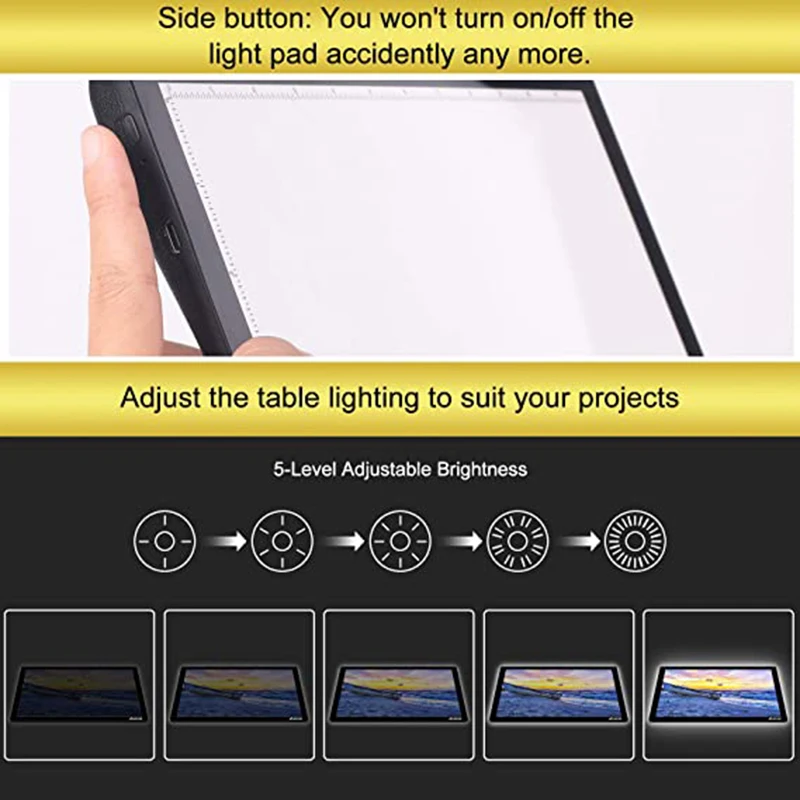  A4 Wireless Battery Powered Light Pad, Tracing Light Box  Dimmable Brightness Rechargeable LED Light Board Portable Cordless Copy  Board For Artist Drawing Sketching X-ray Viewing