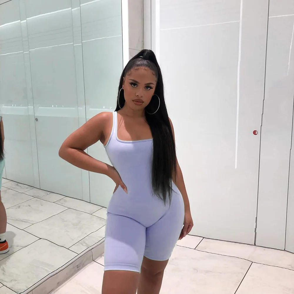 Square Collar Sexy Rompers Womens Jumpsuit Long Sleeve Skinny Summer Playsuits Women Casual Short Jumpsuit