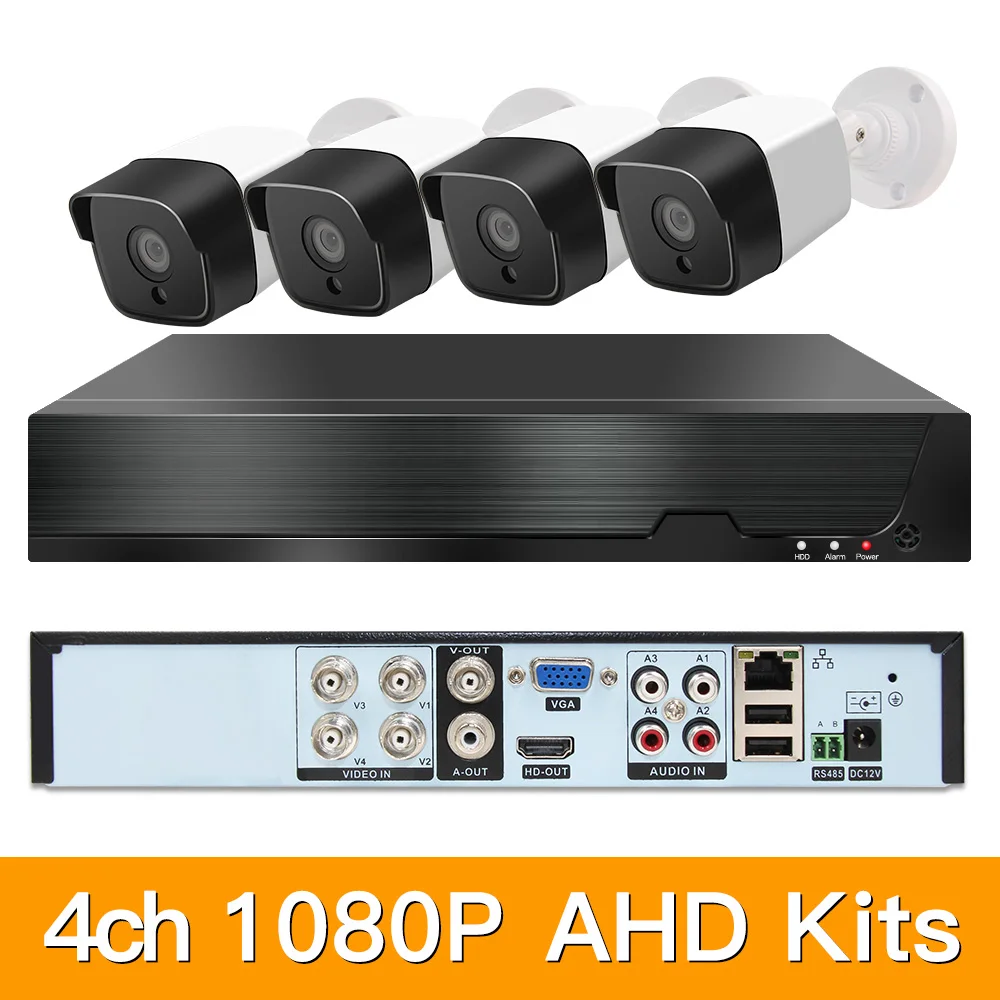 4ch 1080P AHD комплекты системы видеонаблюдения CCTV безопасности Гибридный DVR Открытый bulllet AHD камера видеонаблюдения P2P XMEYE 2MP комплекты