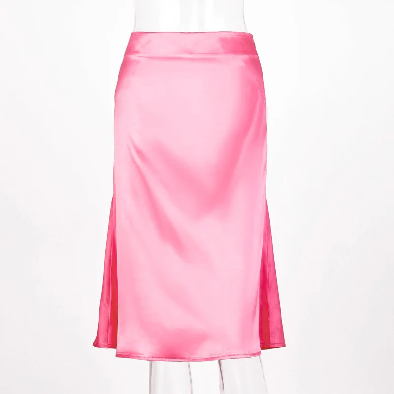 BOOFEENAA Elegant Sexy Satin Silk High Waist Long Skirt 2019 Fashion Casual A Line Skirts Womens Pink Yellow Black C70-H72 BOOFEENAA Elegant Sexy Satin Silk High Waist Long Skirt 2019 Fashion Casual A Line Skirts Womens Pink Yellow Black C70-H72