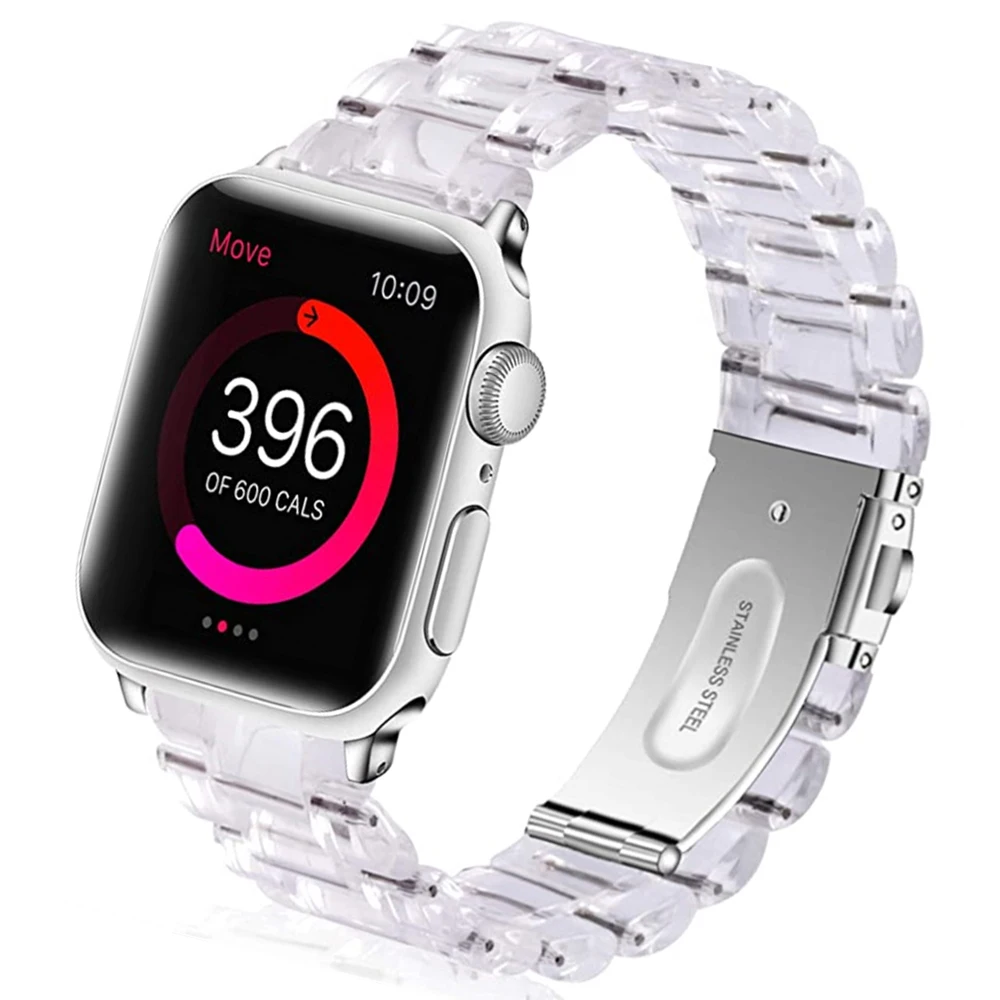 Браслет звеньевой для Apple Watch Band Series 5 4 44 мм/40 мм 3 38 мм/42 прозрачный браслет с