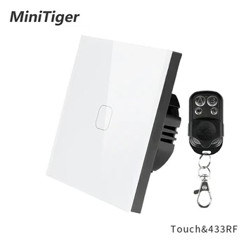 

Minitiger EU/UK Standard 1 Gang 1 Way RF433 Remote Control Wall Touch Switch,Smart Home Wireless Remote Control Light Switch