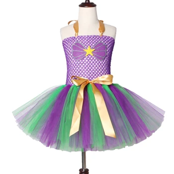 

Little Mermaid Kids Dress For Girl Festive Tulle Costumes Carnival For Children New Year Knee Dresses Sea-maid Tutu Ball Gown
