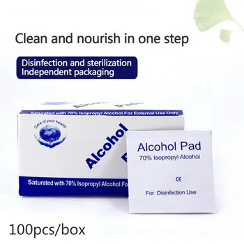 

100pcs/box Protable Alcohol Disinfection Wet Wipe Swap Pad Disposable Antiseptic Skin Cleaning Non-woven Pred Pad Hands Clean