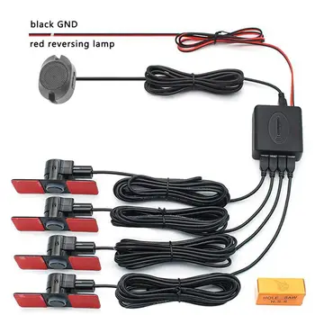 

4 Sensors Buzzer 16.5mm Car Parking Sensor Kit 12V DC Below 80dB Reverse Backup Radar Sound Alert Indicator Backup Radar