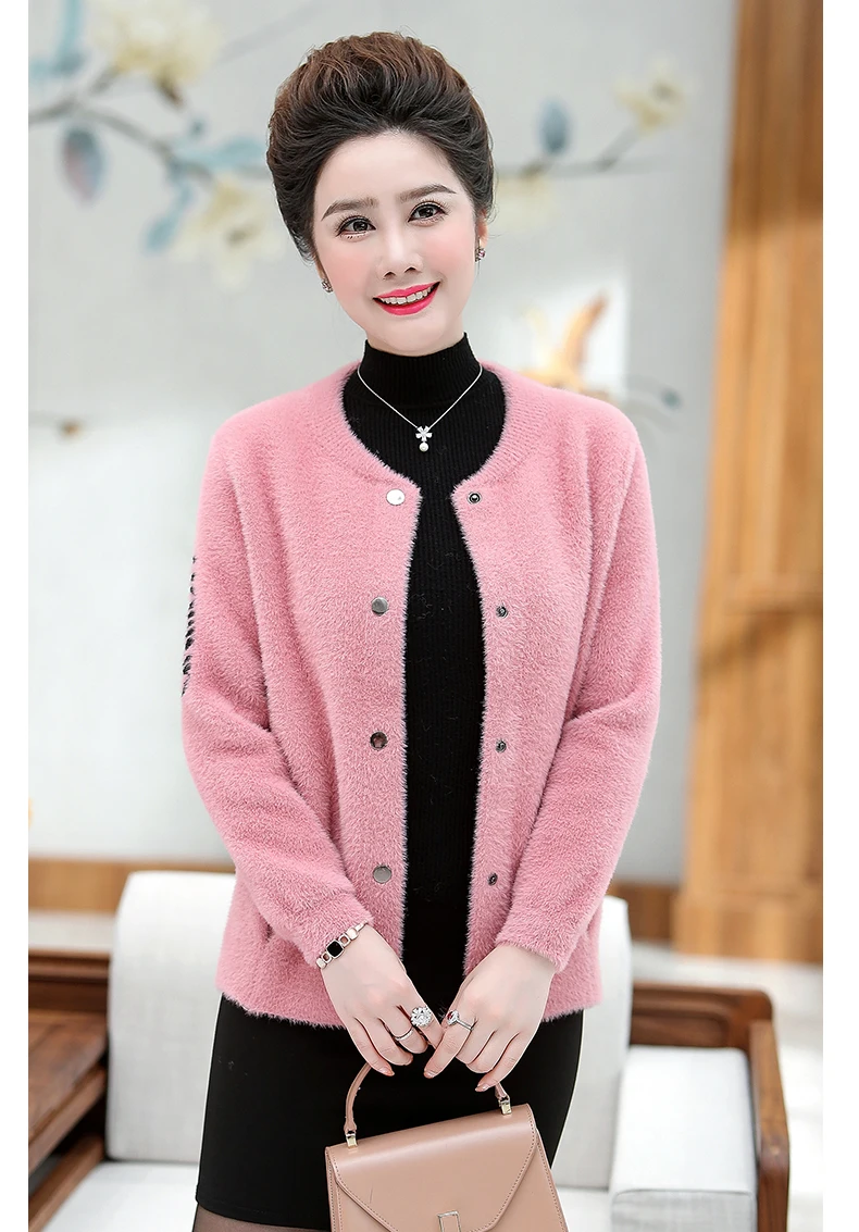XJXKS Sueter Mujer Invierno плюс размер кардиган Повседневный круглый вырез длинный рукав однобортный пушистый женский свитер пальто