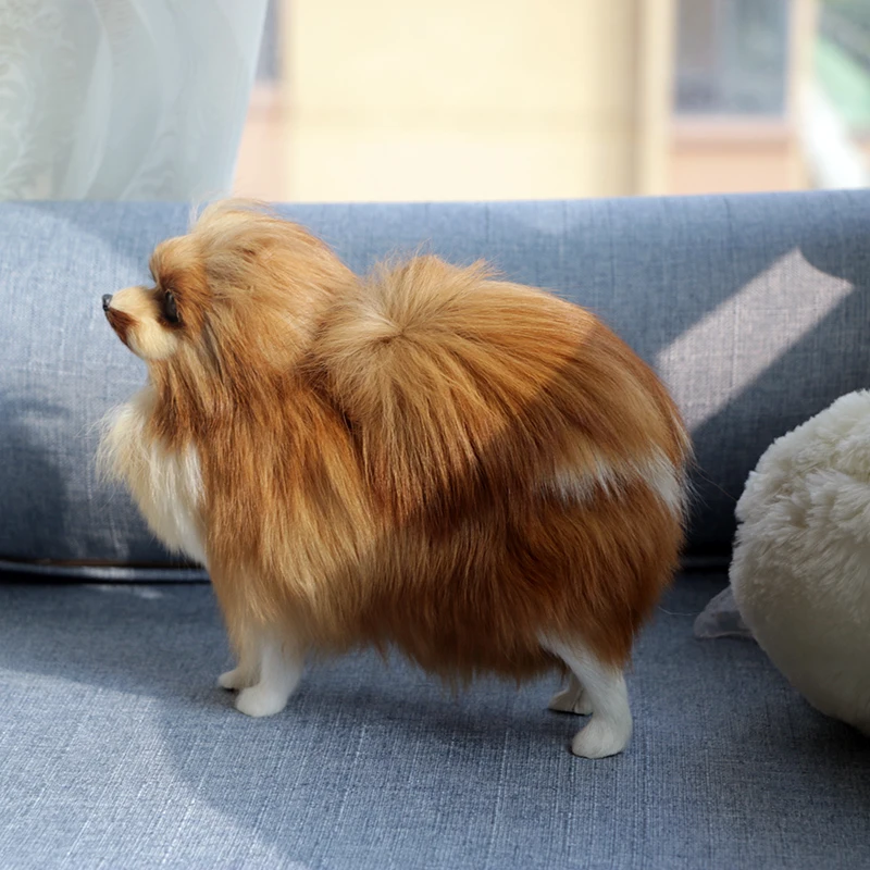 simulation Pomeranian dog model ,large 24x20cm plastic&furs standing dog handicraft home decoration toy Xmas gift