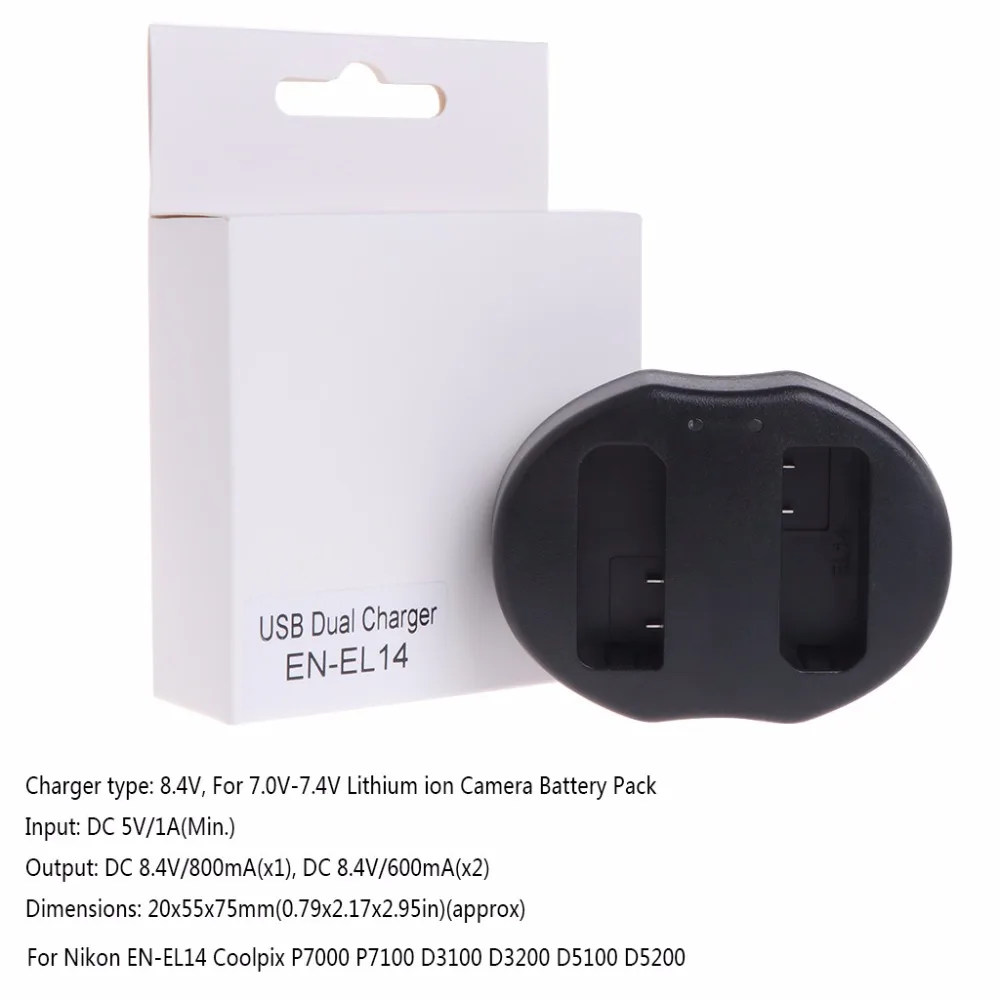 Dual двойное зарядное устройство USB для Nikon Coolpix P7000 P7100 D3100 D3200 D5100