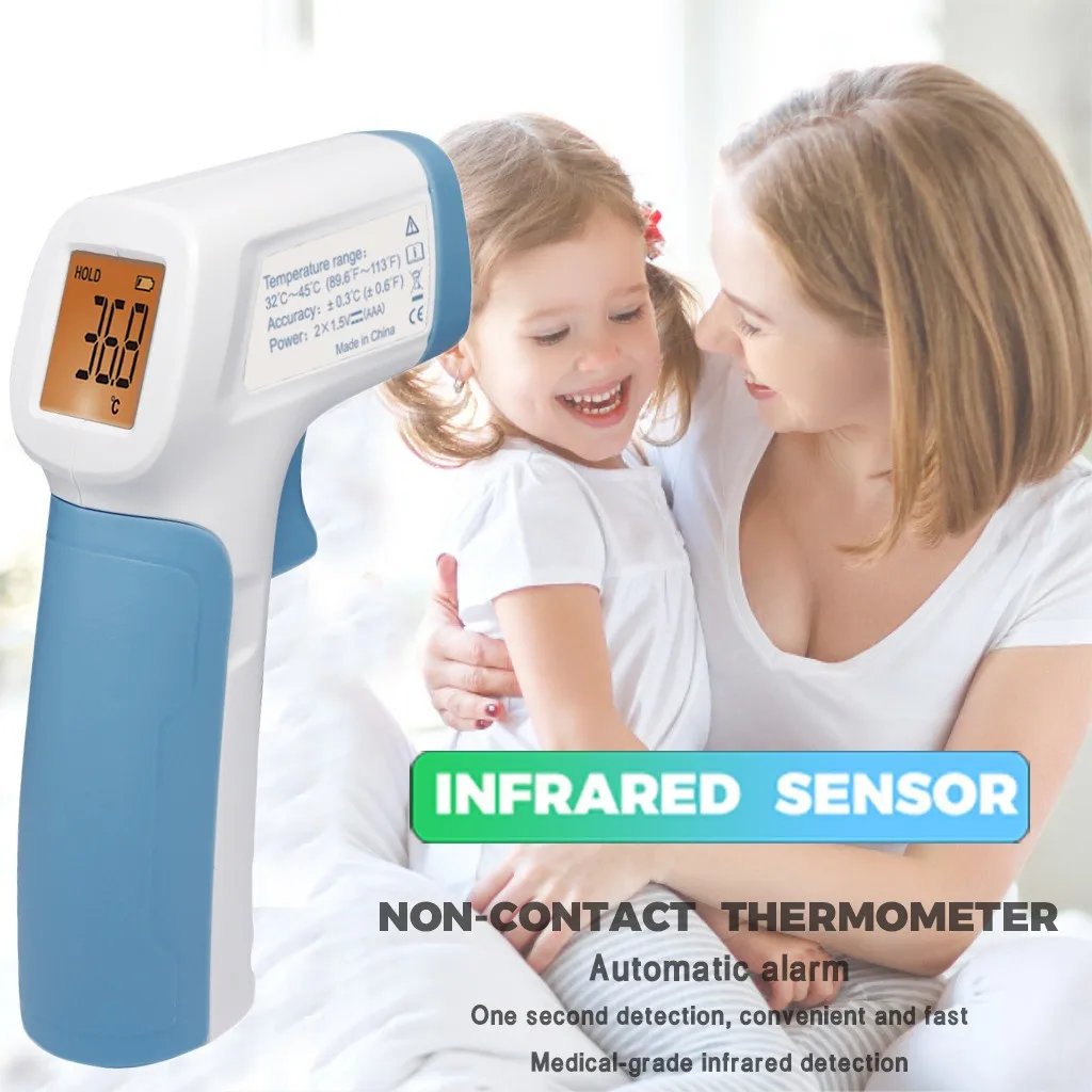 Digital LCD Temperature Meter Body Measurement Forehead Non-Contact Adult Body Fever Children Infrared Thermometer #E