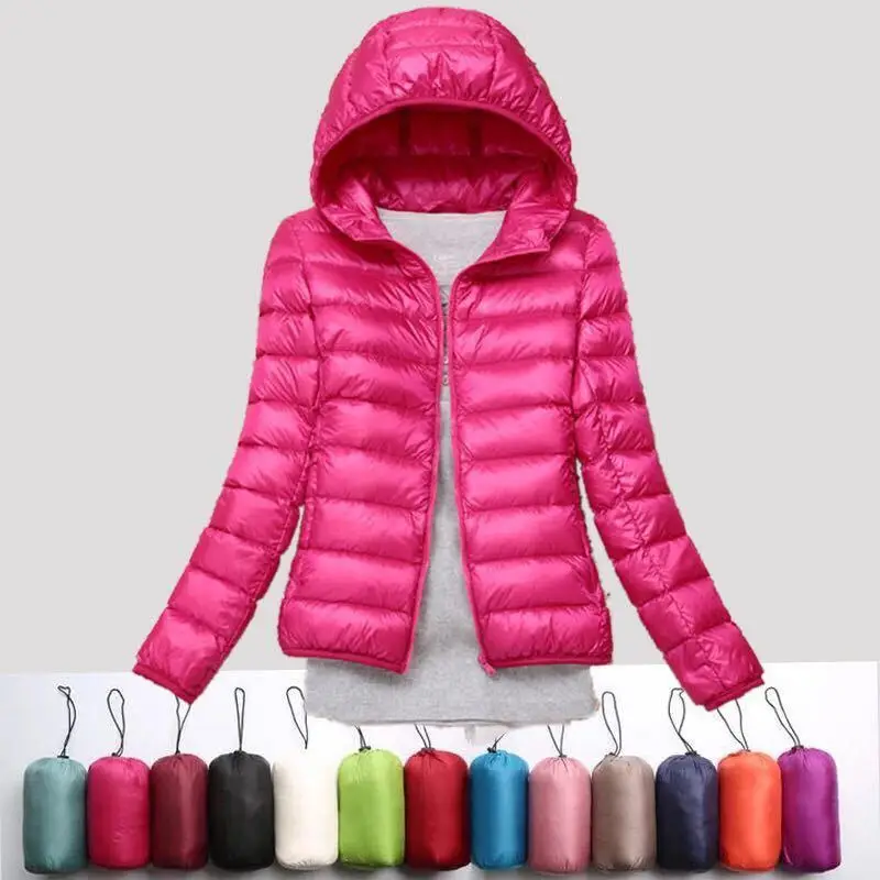 

New Autumn and Winter Lightweight down Jacket Women's Short Style Stand Collar Hooded Women Slim-Fit plus Size Coat Women