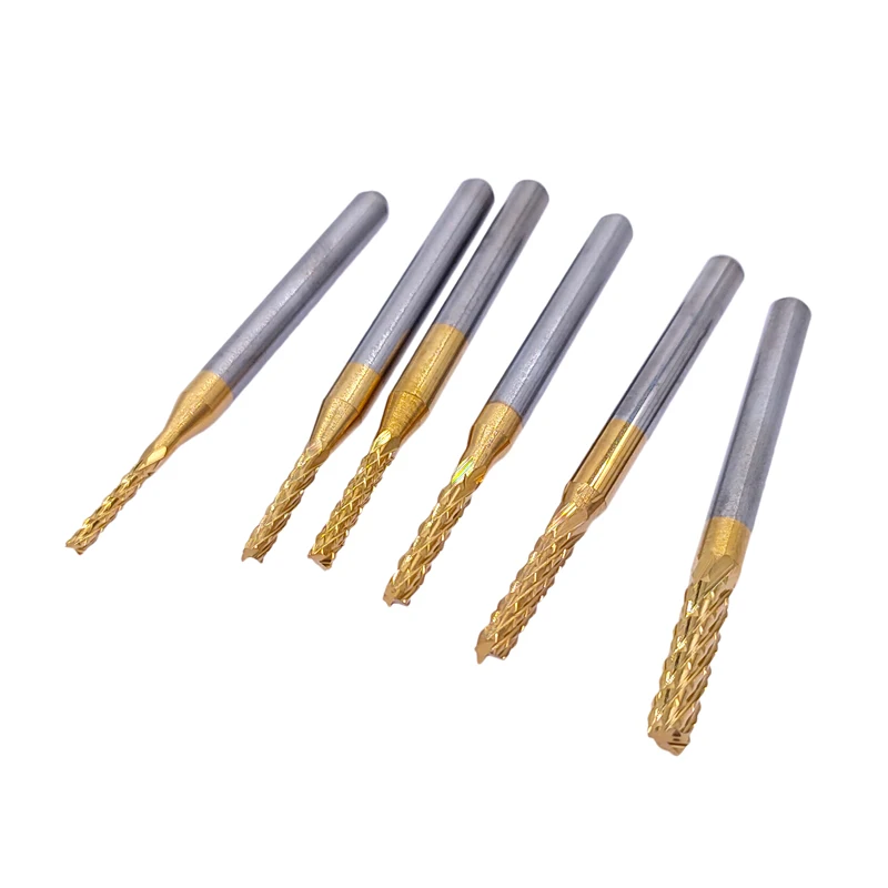 10pcs 0.6-3.175mm 초경 PCB 옥수수 밀링 커터 세트 금속에 대 한 생크 기계 조각 비트 엔드 밀 밀링 커터