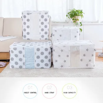 

Foldable Non-Woven Waterproof Storage Bag Clothes Organizer Oxford Clear Window Clothing Wardrobe Organizer Home Storage Box