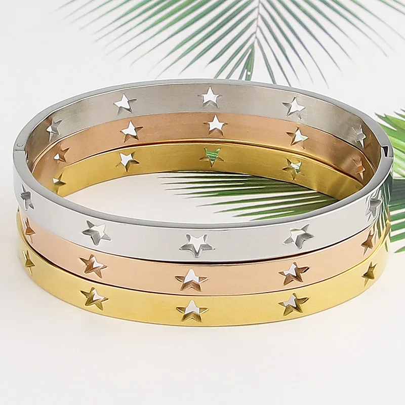 Gioielli di moda Hollow 10 Star bracciali e braccialetti acciaio inossidabile oro rosa oro e argento colore amore braccialetto di marca per le donne