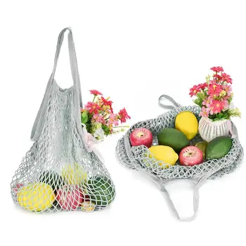 

Portable Durable Mesh Net Shopping Bag Fruit Goods Storage Cotton Tote Handbag Net Fabric Bag Large Cotton Totes