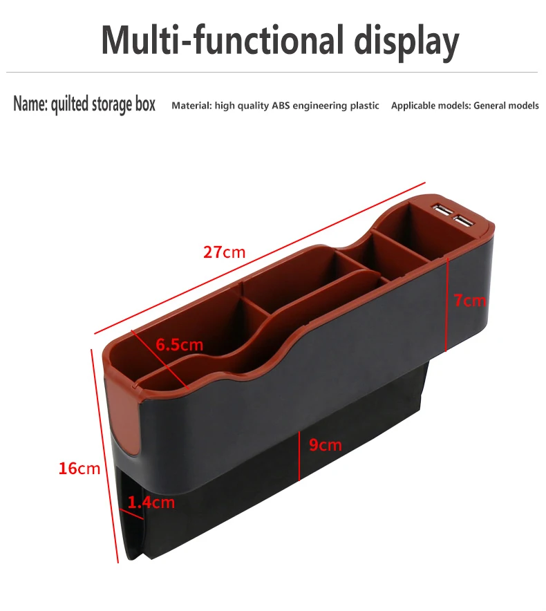 Автомобильный ящик для хранения сидений, ящик для хранения, автомобильный светильник, Многофункциональный USB, быстрая зарядка 3,0