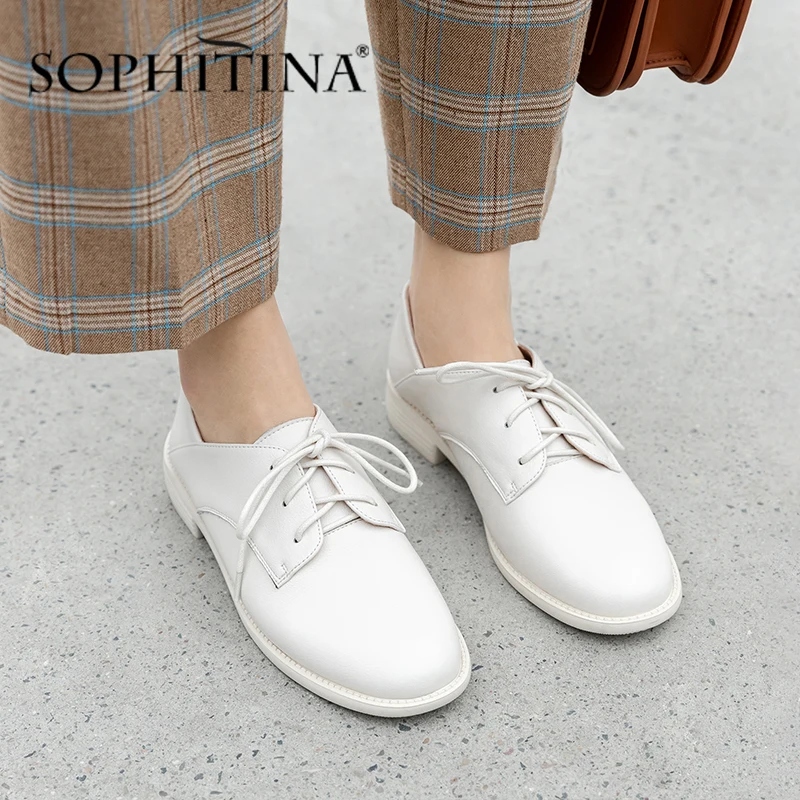 SOPHITINA новый модный Женские туфли лодочки круглый носок шнуровка однотонное