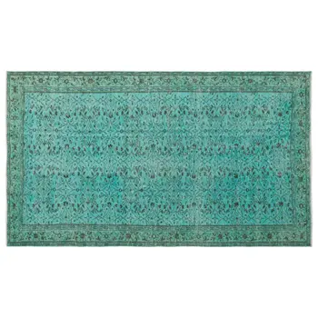 

Handmade Turquoise Vintage Overdyed Turkish Area Rug 162x280 Cm-5'4''X9'2''