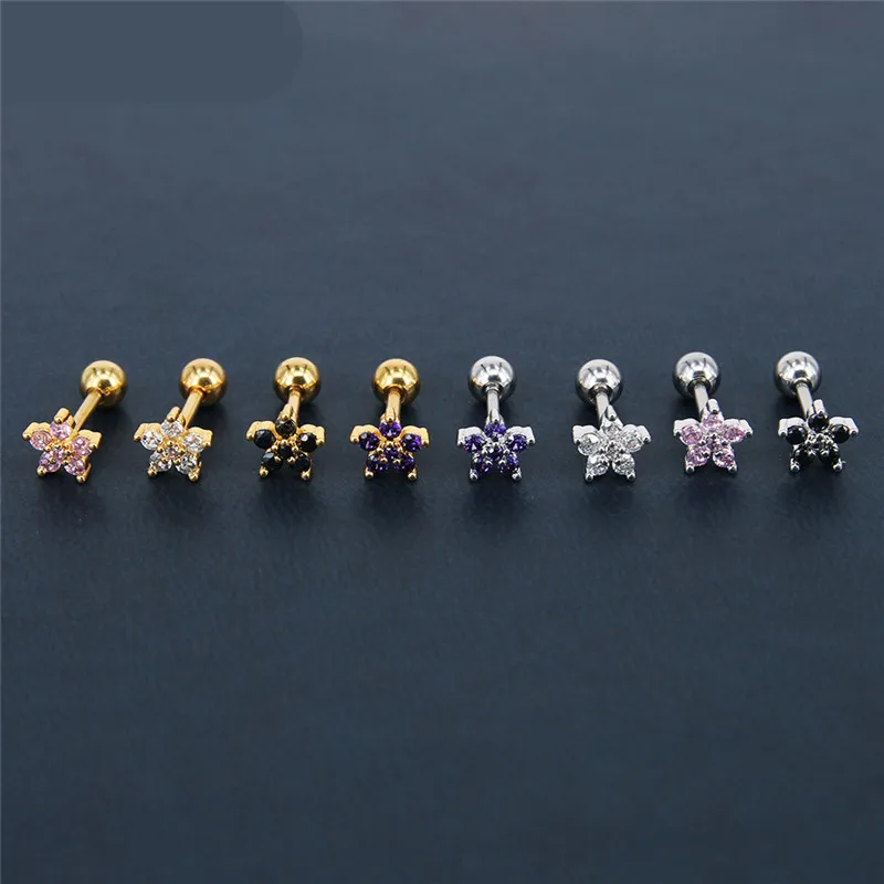 

Fashion Flowers Snowflake Rhinestone Ear Studs Female Stainless Steel Ear Pin Cute Earrings Women Jewelry Gift Wholesale
