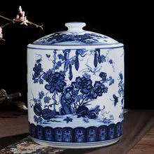 Цзиндэчжэнь керамика ручной работы товары для дома традиционное ремесло антикварная ваза украшение винтаж синий и белый резервуар для хранения 3
