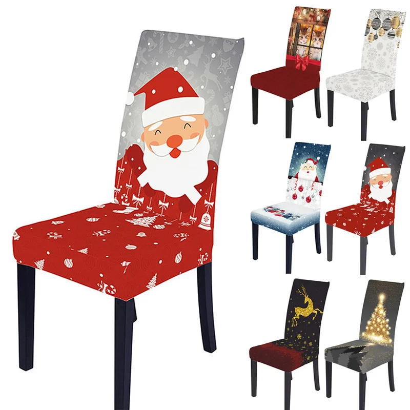 

1/2/4/50 Pcs Christmas Chair Cover for Dinner Table and Chairs Santa Claus Spandex Chair Covers Elastic Slipcovers Banquet Decor
