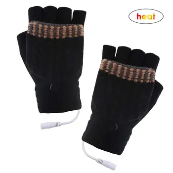 

Electric USB Heated Gloves Winter Thermal Half-finger With Full-finger Cover Rechargeable For Outdoor Bike Cycling Indoor Office