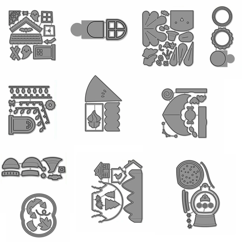 

Metal Cutting Dies Stencil Window Door Decoration Holiday Element Pumpkin Ghost Dies For DIY Craft Cards Scrapbooking Album