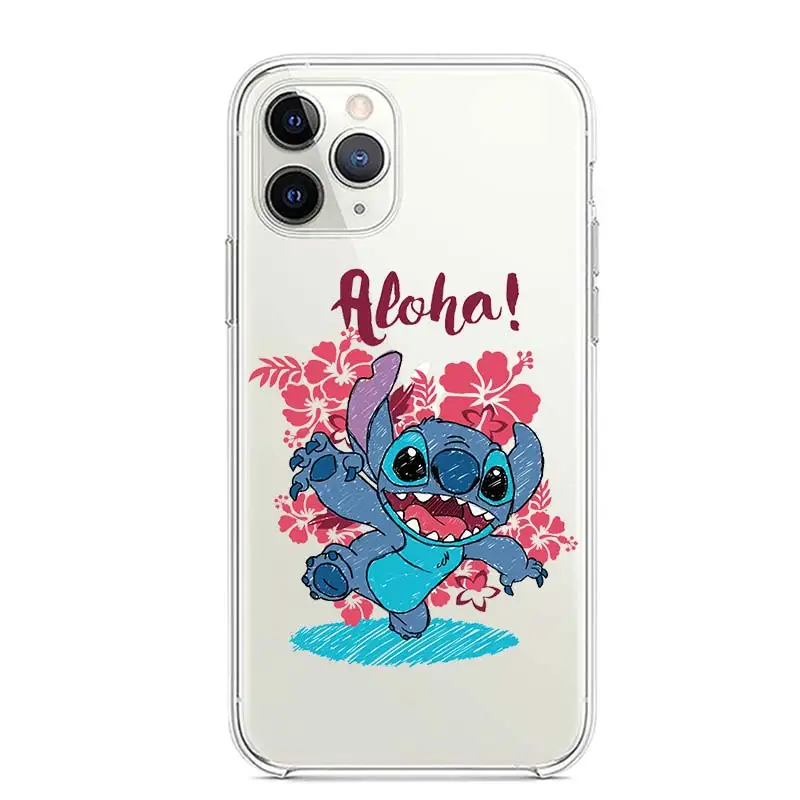 Disney Stitch For Apple iPhone 13 12 11 mini 8 7 6S 6 XS XR X 5 5S SE 2020 Pro Max Plus Transparent Phone Case apple 13 pro max case