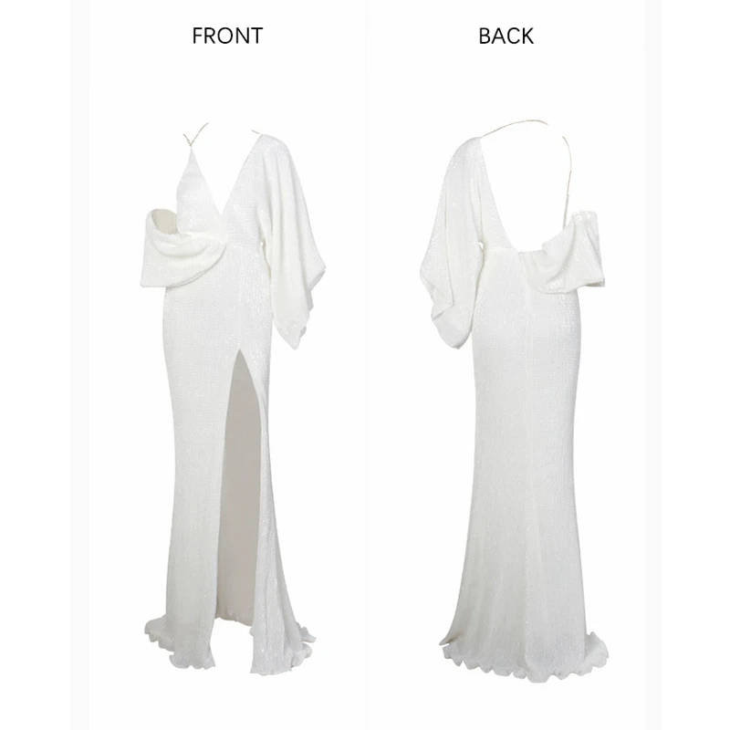 

New Model One Shoulder Spaghetti Strap Women Dress High Quality Sequin Maxi Celebrity Evening Party Dress Vestidos Wholesale