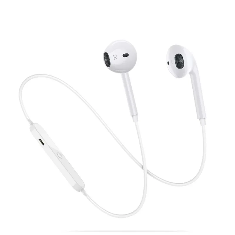 Белый Спортивные наушники с шейным ремешком S6, беспроводные Bluetooth наушники с регулятором громкости, микрофон, стерео наушники, гарнитура для iPhone, samsung, huawei - Цвет: Белый