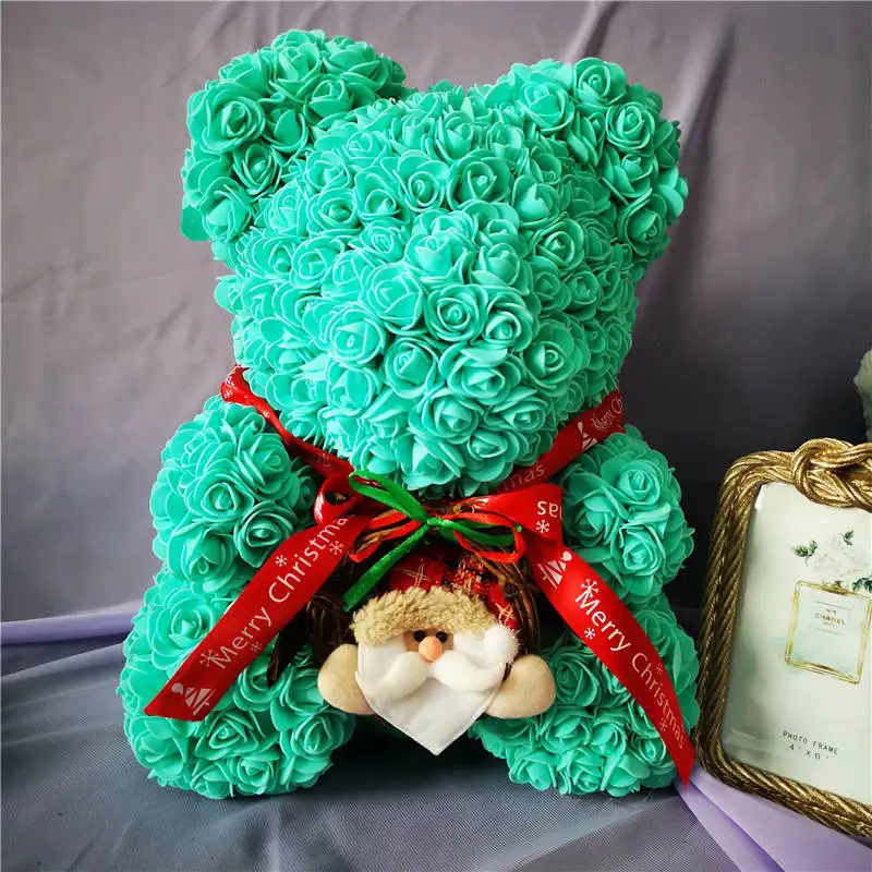 Merry Christmas 40 см Роза Teddi медведь для женщин и девушек Подарок подруге орнаменты из искусственных цветов вечерние розы украшения