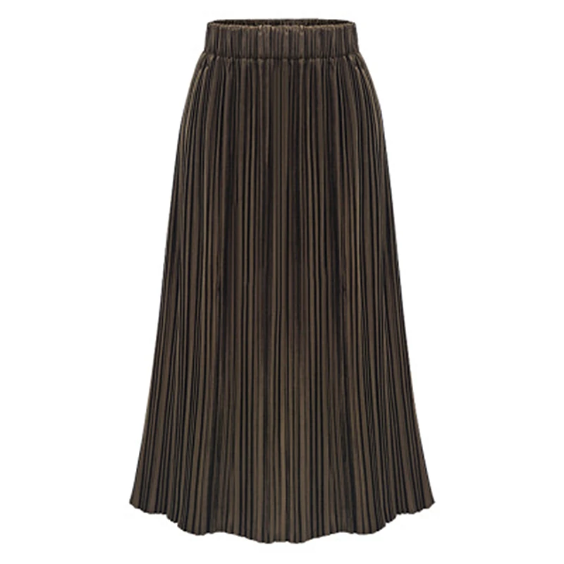 Модная Золотая Бархатная Женская юбка весна и осень размера плюс(L-5XL) Женская Повседневная плиссированная офисная юбка с высокой талией K201