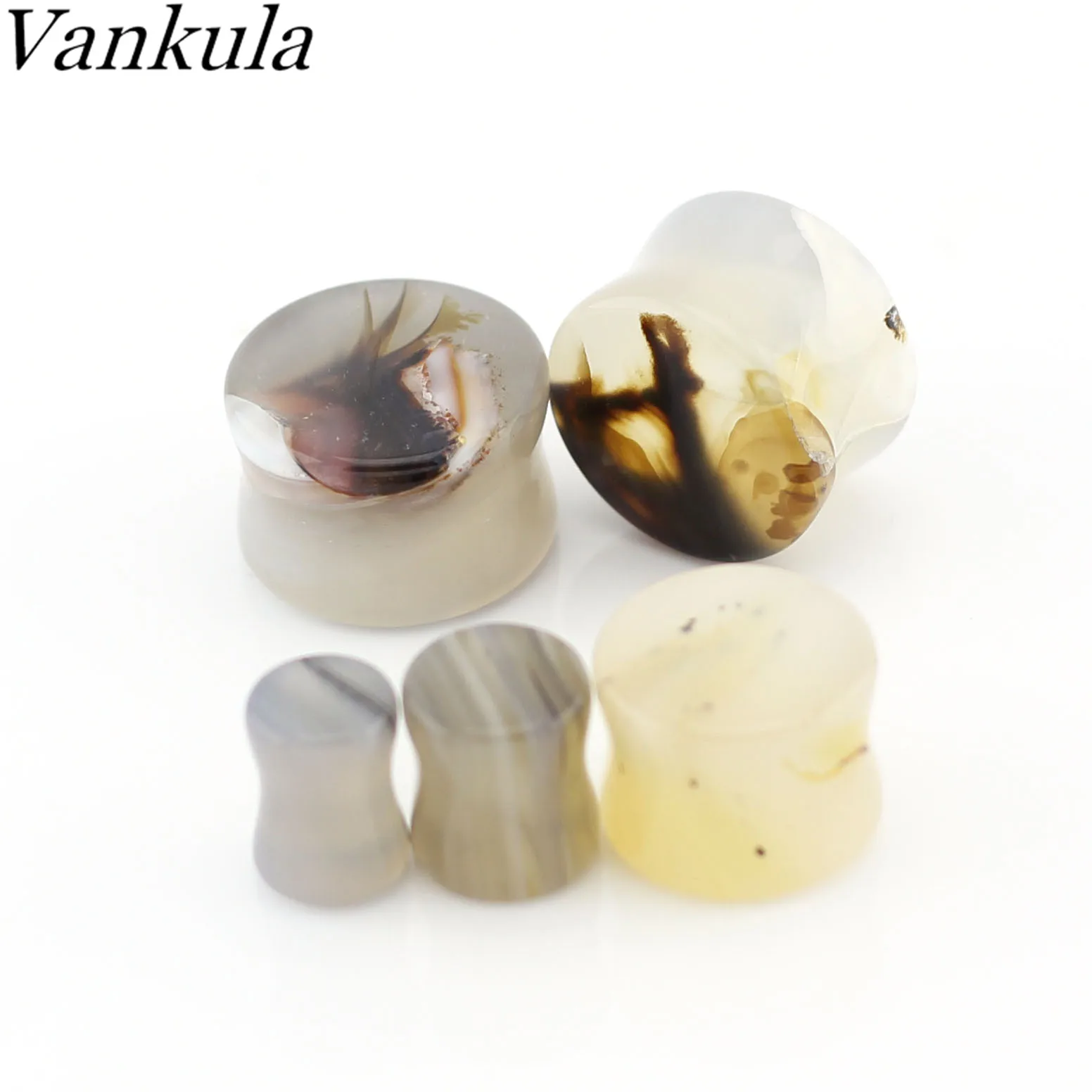 

Vankula 2pcs Natural Stone Ear Tunnel Plug Ear Expender Body Piercing Jewelry Earring Gift