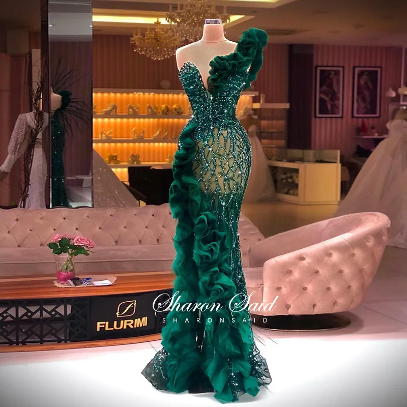 Luxury Beading Emerald Green Mermaid 