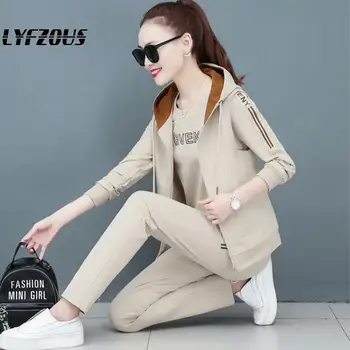 

LYFZOUS 2020 New Women Tracksuit Sportsuit 3 Piece Set Casual Hooded Vest + Sweatshirt + Pants 3 2 Piece Sets For Woman Outfits