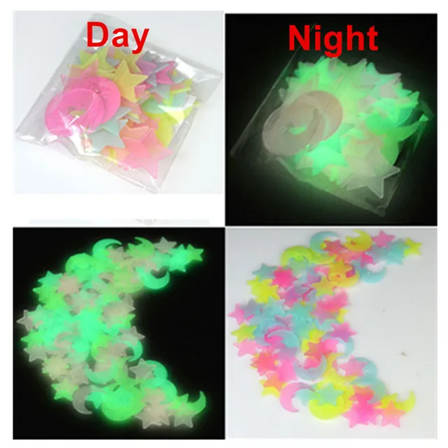 100pcs/set Glow in the Dark Toys Luminous Star Stickers Bedroom Sofa Fluorescent Painting Toy PVC for Kids Bedroom Decor Gifts 2