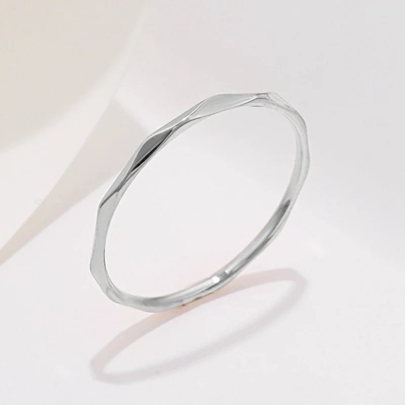 1.3mm Gold Silver Color Women's Retro Rings Stainless Steel Faceted Ring for Women Korean Cute Jewelry for Gift Party WC028 5