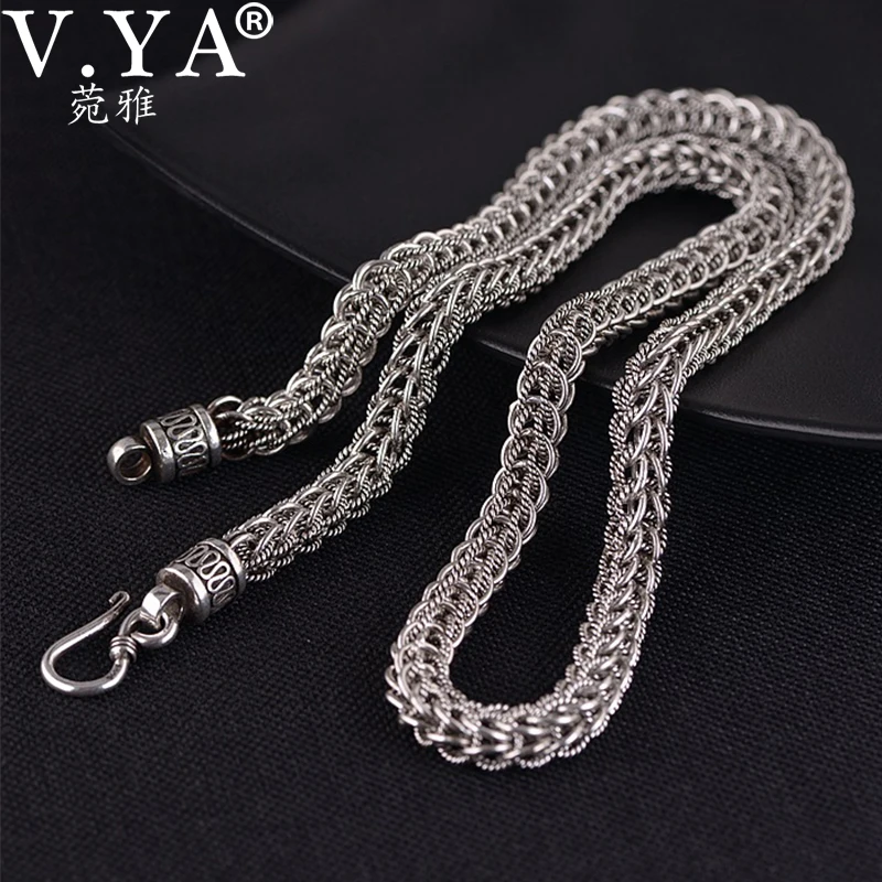 V.YA,, S925, тайское одноцветное серебряное ожерелье, 8 мм, толстая цепочка для мужчин и женщин, тайское Серебряное Плетение, длинное ожерелье