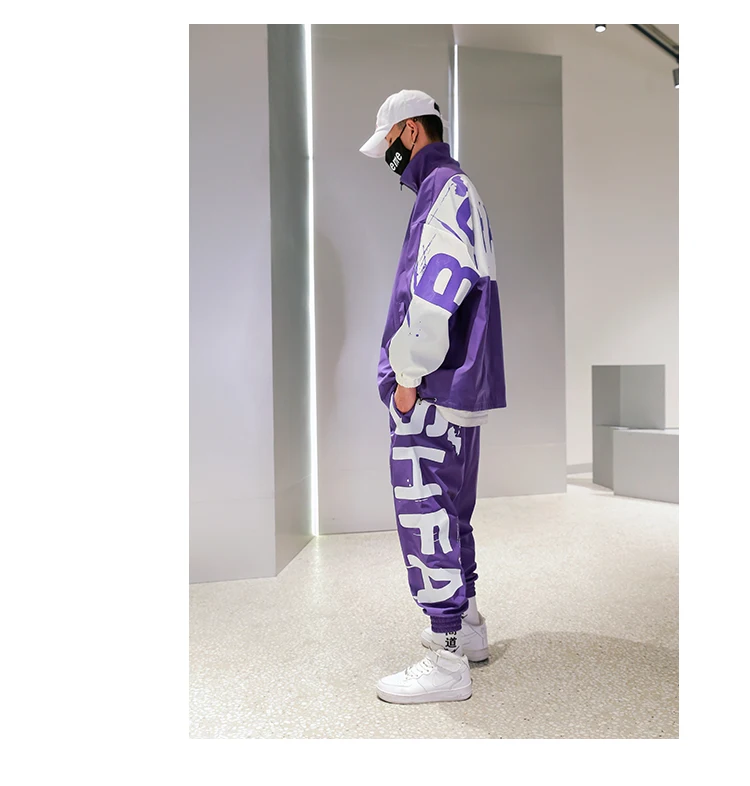 Мужская свободная повседневная спортивная куртка с модным принтом в стиле хип-хоп