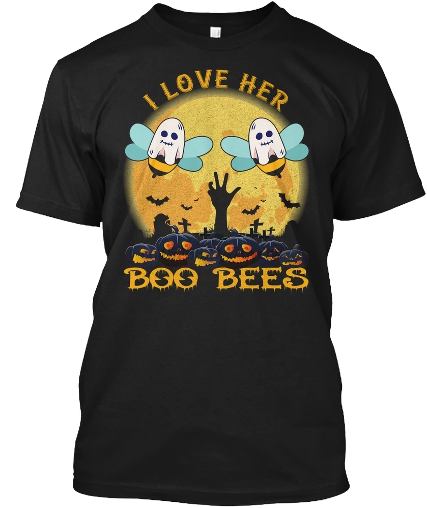 Мужская футболка с надписью I Love Her Boo Bees костюм на Хэллоуин (3) женская |