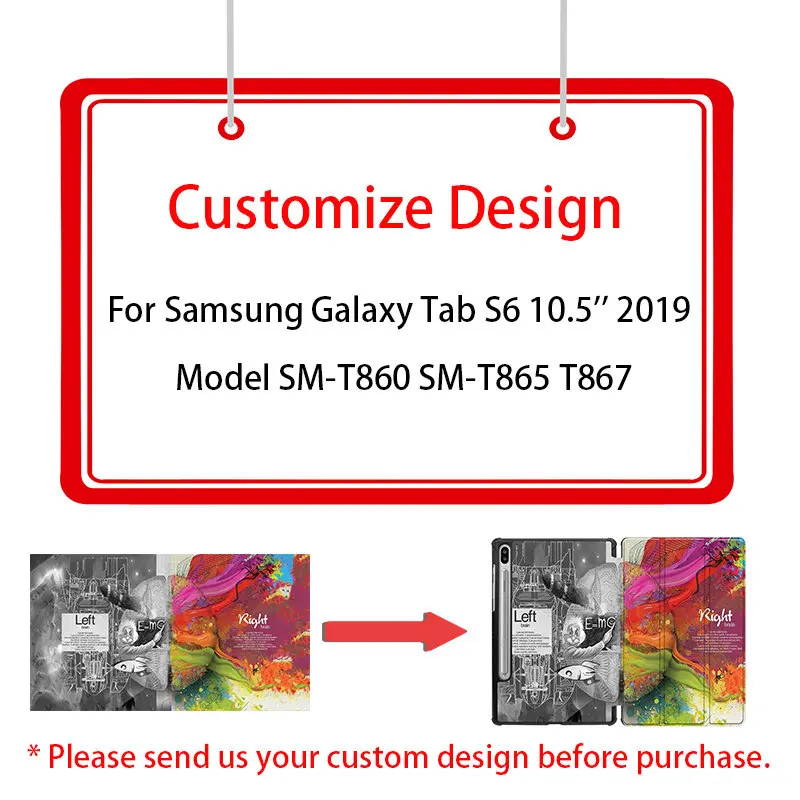 Чехол MTT для samsung Galaxy Tab S6 10,5 '' SM-T860 T865 T867 тонкий смарт-чехол из искусственной кожи с Откидывающейся Крышкой и функцией автоматического сна/пробуждения - Цвет: Custom Design