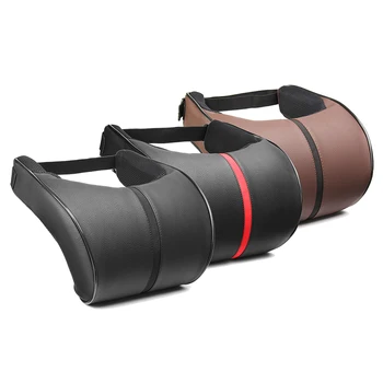 

Hot Car PU Leather Soft Fiiling Memory Foam Pillow Seat Neck Rest Cushion Travel Auto Neck Pillow