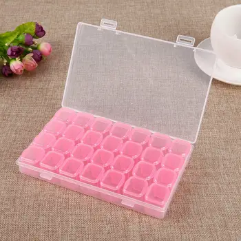 

28 Slots Plastic Jewelry Storage Box Case Adjustable Craft Pils Jewelry Beads Earring Organizer