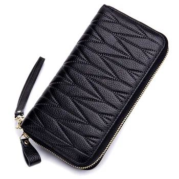 

Fashion Genuine Leather RFID wallets Women Organizer Wrist Clutch Wallets Card Holder Passport Travel Wallets Coin Purse QB289